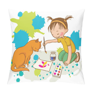 Personality  Little Girl Painting Pillow Covers