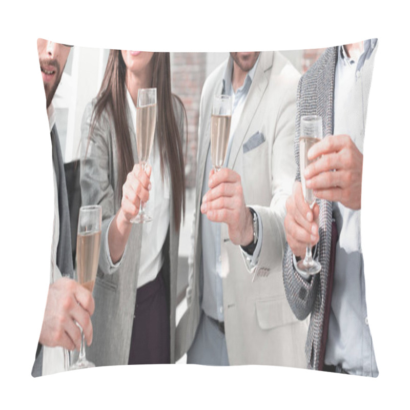 Personality  close up.business team raises their glasses. pillow covers