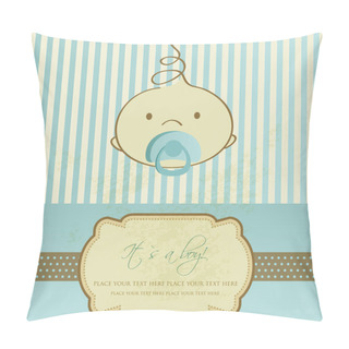 Personality  Vintage Baby Boy Arrival Announcement Card. Pillow Covers