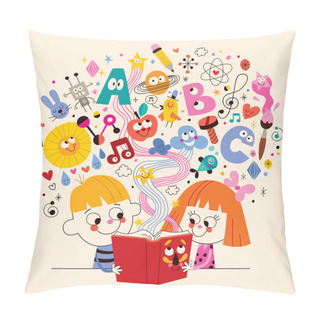 Personality  Cute Kids Reading Book Pillow Covers