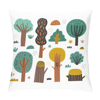 Personality  Hand Drawn Forest Trees Collection Pillow Covers