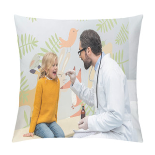 Personality  Pediatrist Giving Mixture To Girl Pillow Covers