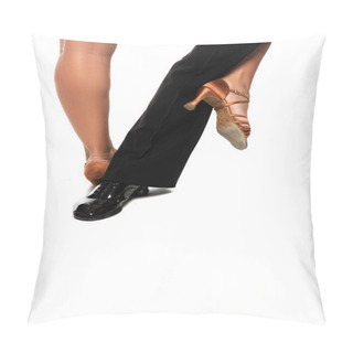 Personality  Cropped View Of Dancers Performing Tango On White Background Pillow Covers