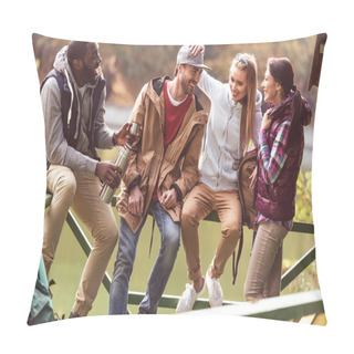 Personality  Young Travelers Resting Near River Pillow Covers