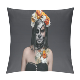 Personality  Serious Witch With Flowers On Head Pillow Covers