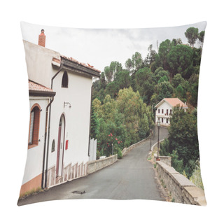Personality  Small Houses Near Green Trees And Road In Italy  Pillow Covers