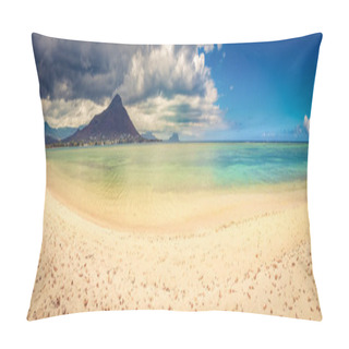 Personality  Sandy Tropical Wolmar Beach At Sunny Day. Beautiful Landscape. Panorama. Mauritius Pillow Covers
