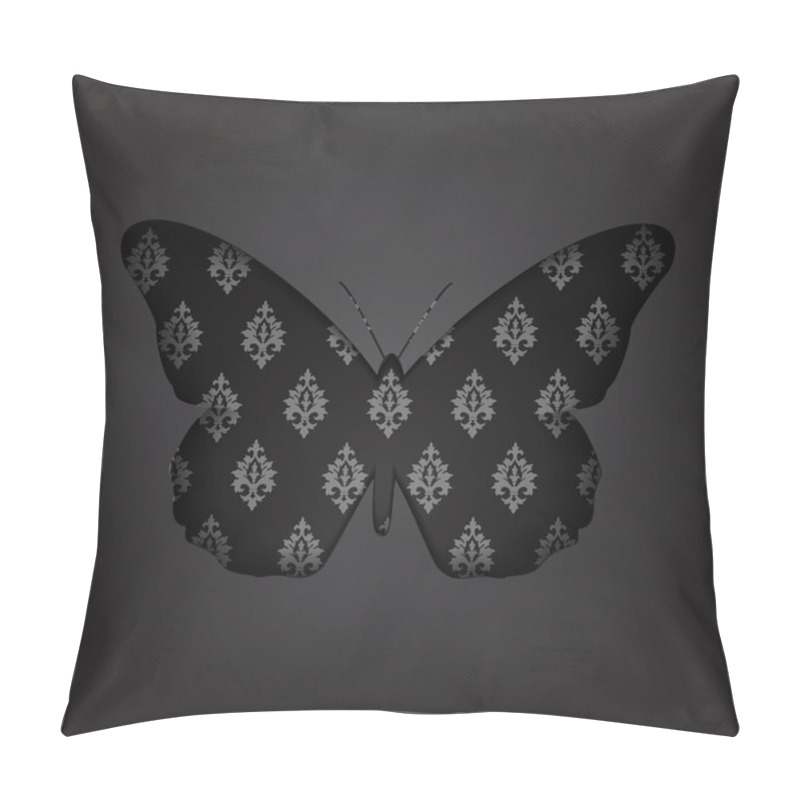 Personality  Greeting card with paper black butterfly - vector pillow covers