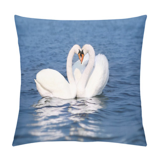 Personality  Swan Fall In Love, Birds Couple Kiss, Two Animal Heart Shape Pillow Covers