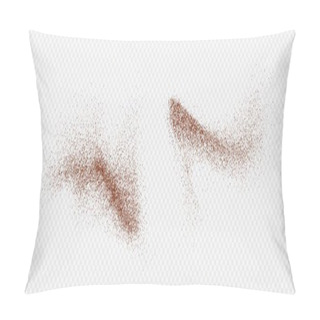 Personality  Flying Coffee Or Chocolate Powder, Dust Particles In Motion, Ground Splash Isolated On Light Background. Vector Illustration. Pillow Covers