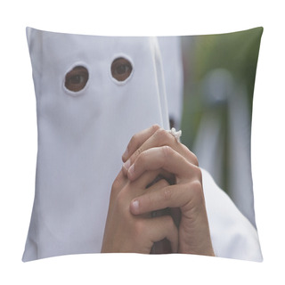 Personality  Detail Penitent Red Holding A Candle During Holy Week Pillow Covers