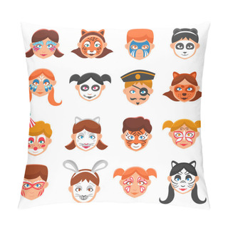 Personality  Painted Faces Icons Set Pillow Covers