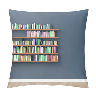 Personality  Interior Bookshelf Room Library. 3d Rendering Pillow Covers