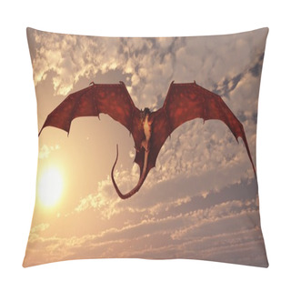 Personality  Red Dragon Attacking From A Sunset Sky Pillow Covers