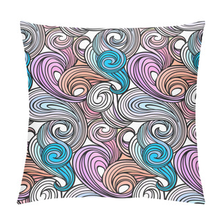 Personality  Seamless Abstract Curly Wave Pattern Pillow Covers