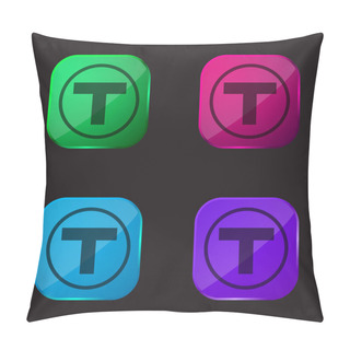 Personality  Boston Metro Logo Four Color Glass Button Icon Pillow Covers