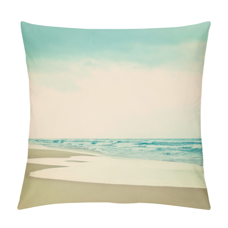 Personality  Before the storm empty beach. Vintage style. pillow covers