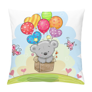 Personality  Cute Teddy Bear With Balloons Pillow Covers