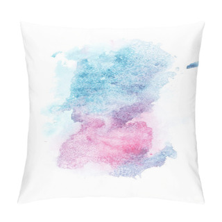 Personality  Abstract Painting With Blue And Pink Watercolour Paint Spots On White   Pillow Covers