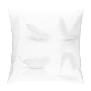 Personality  Vector Realisitc 3d White Bird, Angel Feathers Set Pillow Covers