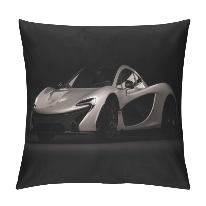 Personality  Almaty, Kazakhstan - Oktober 22, 2019: Mclaren P1 Stylish Luxury Supercar On Dark Background. 3d Render Pillow Covers