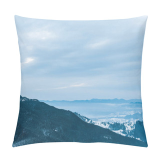 Personality  Scenic View Of Snowy Mountains And Cloudy Sky Pillow Covers