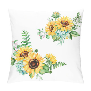 Personality  Floral Collection With Sunflowers Pillow Covers