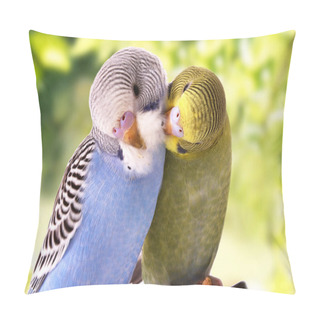 Personality  Two Birds Are On A Green Background Pillow Covers