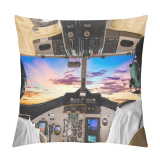 Personality  Pilots In The Plane Cockpit And Sunset Pillow Covers