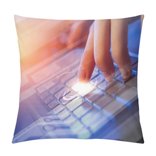 Personality  Click! Hands Of A Man On Keyboard Pillow Covers