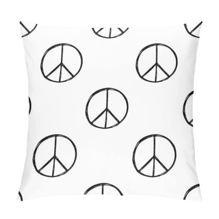 Personality  Seamless Pattern With  Hand Drawn Hippie Peace Symbol. Hippy Pacific Sign. Pillow Covers