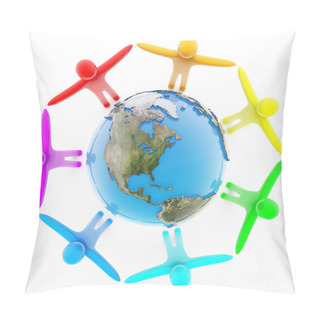Personality  Peoples Holding Hands Around The Earth Pillow Covers