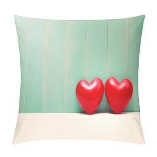 Personality  Red Shiny Hearts On Vintage Teal Wood Pillow Covers