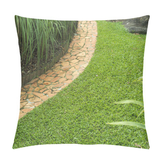 Personality  Green Meadow With Path Pillow Covers