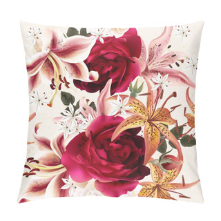 Personality  Beautiful Seamless Floral Pattern With Roses In Watercolor Style Pillow Covers