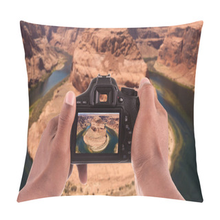 Personality  Photographer Taking Pictures Of The Horseshoe Bend Pillow Covers