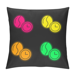 Personality  Bean Four Color Glowing Neon Vector Icon Pillow Covers