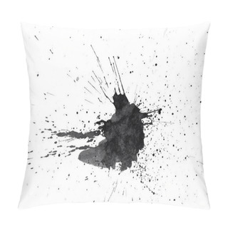 Personality  Abstract Black Splashes On White Watercolor Paper. Monochrome Image Pillow Covers