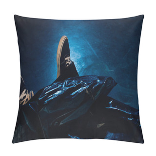 Personality  Partial View Of Covered Dead Body At Crime Scene Pillow Covers