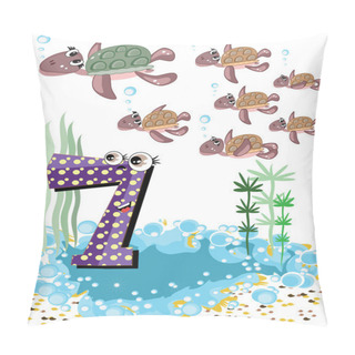 Personality  Sea Animals And Numbers Series For Kids ,7 Turtles Pillow Covers
