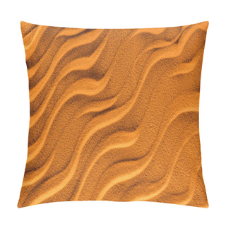 Personality  Top View Of Textured Sand With Smooth Waves And Orange Color Filter Pillow Covers