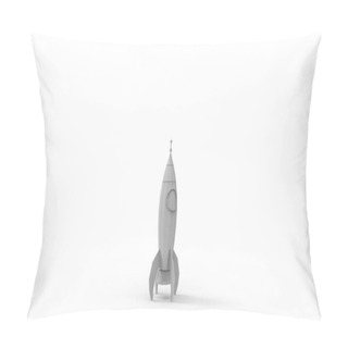 Personality  3D Rendering Of Cartoon Toy Rocket Ioslated On White Background Pillow Covers