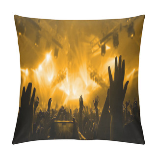 Personality  Happy People Dance In Nightclub DJ Party Concert And Listen To Electronic Dancing Music From DJ On The Stage. Silhouette Cheerful Crowd Celebrate New Year Party 2020. People Lifestyle DJ Nightlife. Pillow Covers