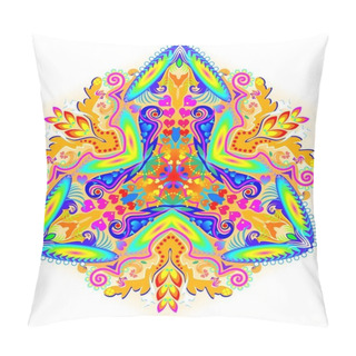 Personality  Fantasy Ornament Done In Kaleidoscopic Style. Stylized Illustration Of Flower. Pillow Covers
