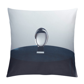 Personality  Crystal Ball On Round Table On Grey Background Pillow Covers