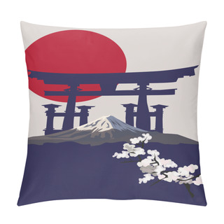 Personality  Mount Fuji And Torii Gate Pillow Covers