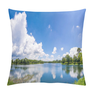 Personality  River With Blue Sky And Cloud. Pillow Covers