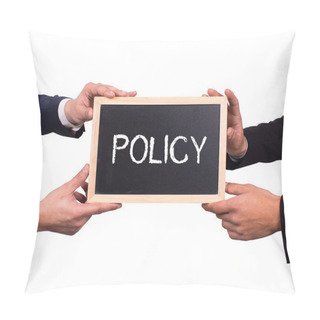 Personality  Two Businessmen Holding Mini Blackboard Pillow Covers