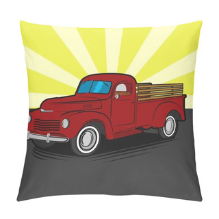 Personality  Old Retro Farmer Pickup Truck Comic Style Pop Art Vector Illustration Icon. Pillow Covers