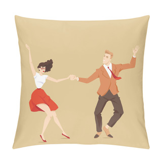 Personality  Young Couple Dancing Lindy Hop Pillow Covers